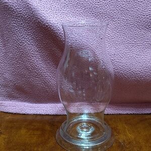 Clear Glass Hurricane Candle Holder with Red Taper Candle